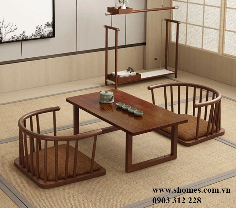 ban ghe cafe go gia re 2 7793 - Bộ bàn uống trà Nhật Bản